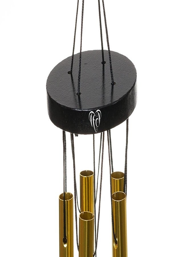 TEJ GIFTS Feng Shui Metal Wind Chime with Om Printed 5 Pipes for Positive Energy, Decorative Outdoor/Indoor Hanging Bells, Good Luck Chimes for Home/Balcony Decoration (Golden Small) - Image 3